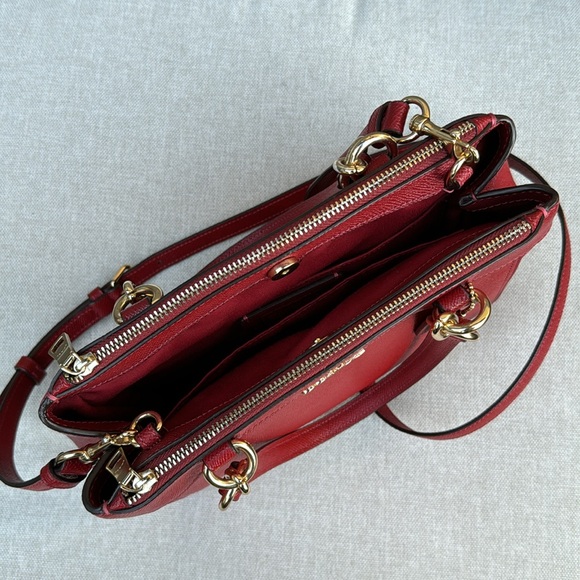 EUC Auth Coach Mini Brooke Carryall-Multi Wear Strap-Red Leather/Gold Toned - Picture 14 of 17